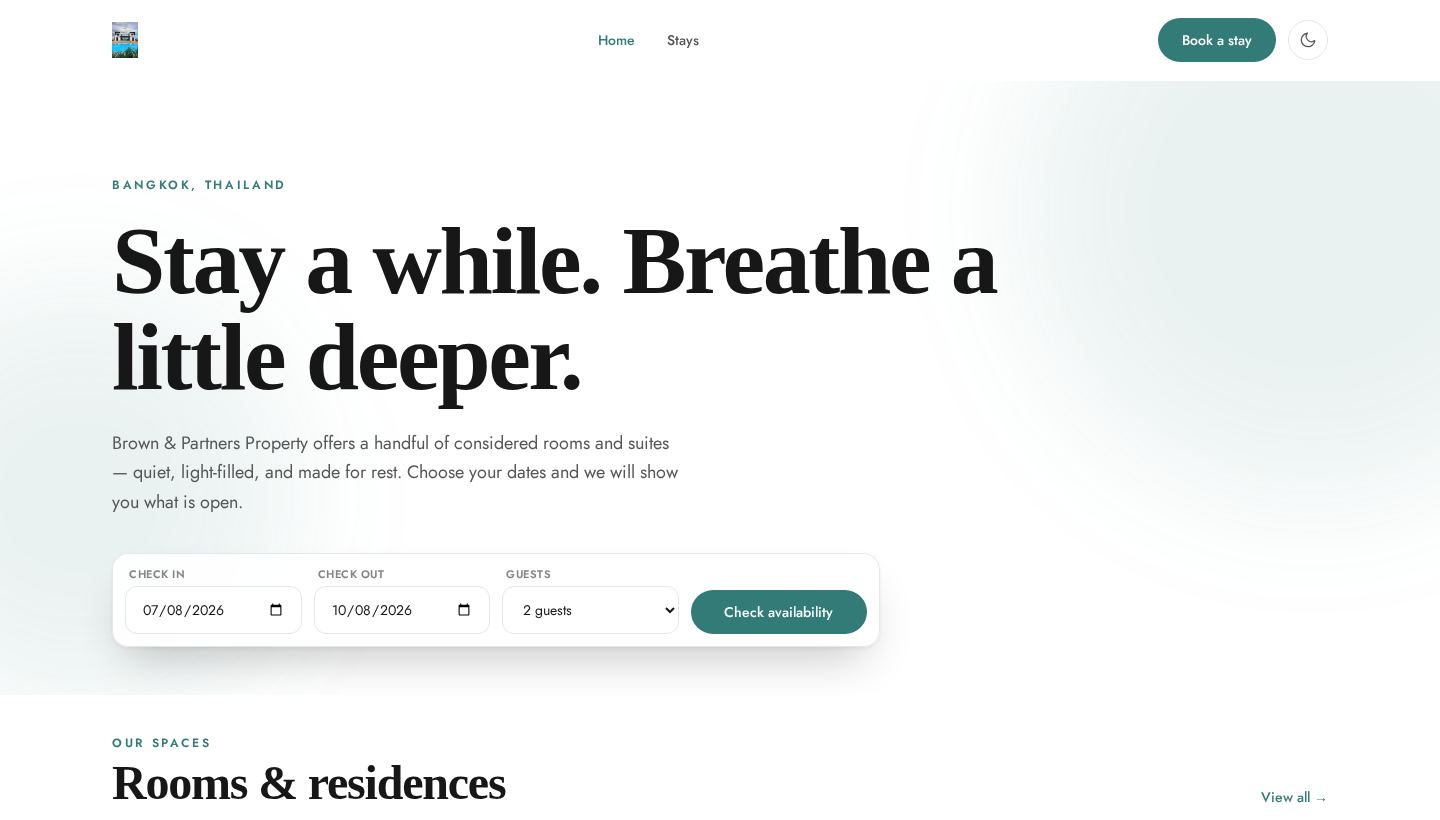 Hotel template — live demo homepage